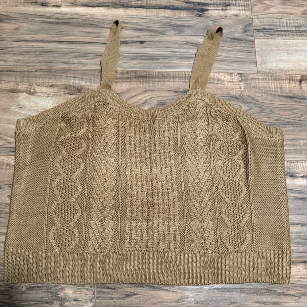 Cable Knit Tan Crop Top